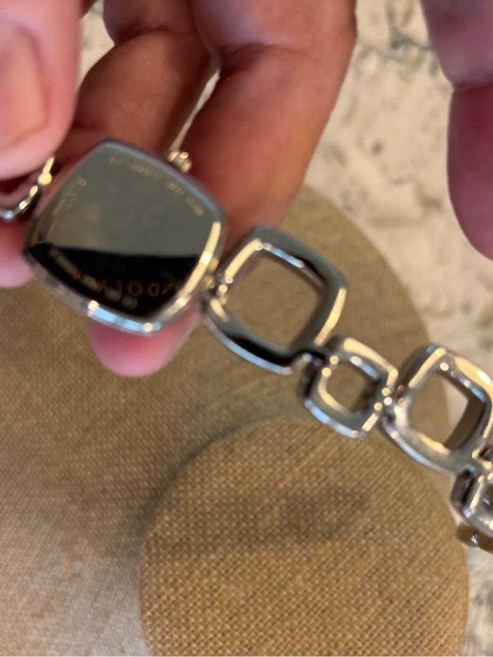 Fossil Silver Tone Square-Link Bracelet Watch  New battery just installed